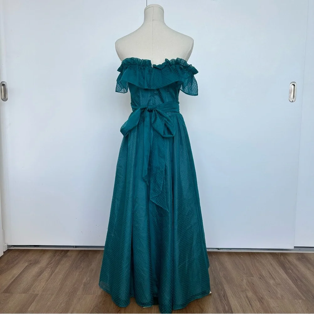 Gunne Sax Teal Swiss Dot Dress - Picture 7 of 15